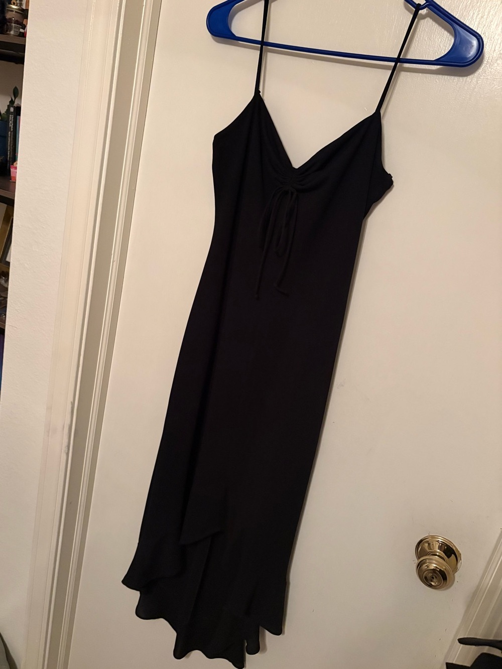 Laundry By Shelli Segal Black Slip Maxi Dress with Tie Front Y2K